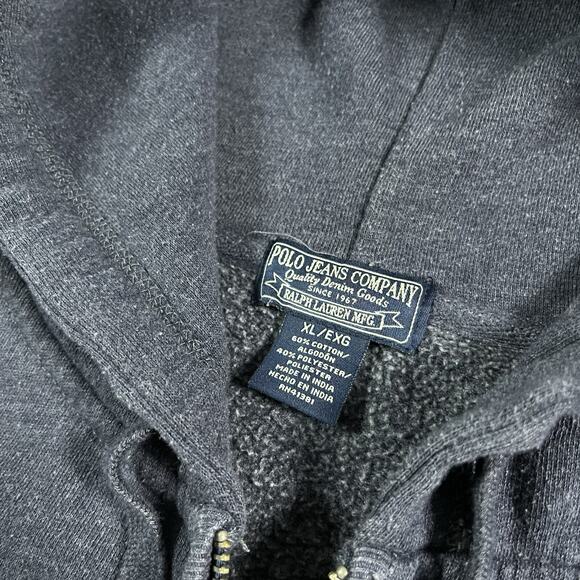 Polo Ralph Lauren Hoodie Mens XL Full Zip Sweatshirt Spell Out Vintage Y2K 67 - Picture 2 of 16